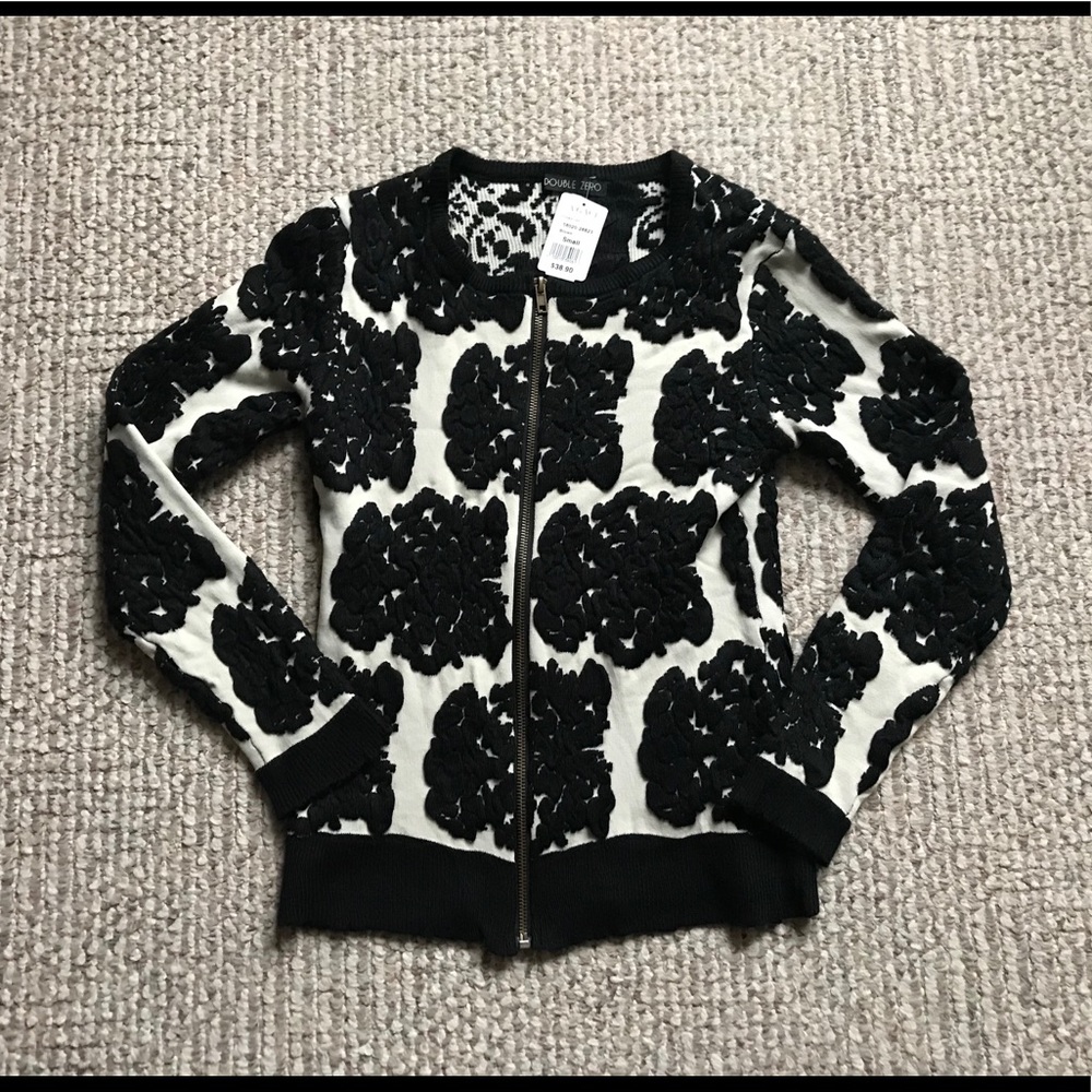 NEW A’GACI Double Zero Black Tan Cardigan Small